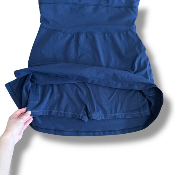 Fabletics Women’s Active Dress L Short Navy Cross Back Built-In Shorts NWT - Picture 5 of 10